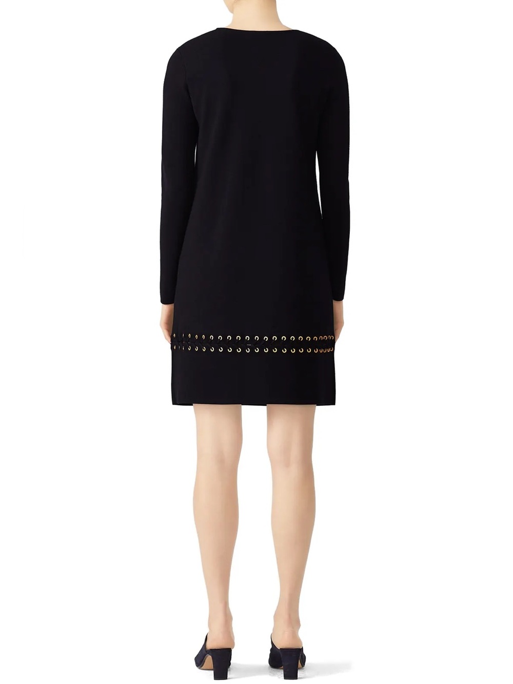 Tory Burch Harley Merino Wool Lace-Up Grommet Dress Navy Blue Small long sleeve - Picture 2 of 14